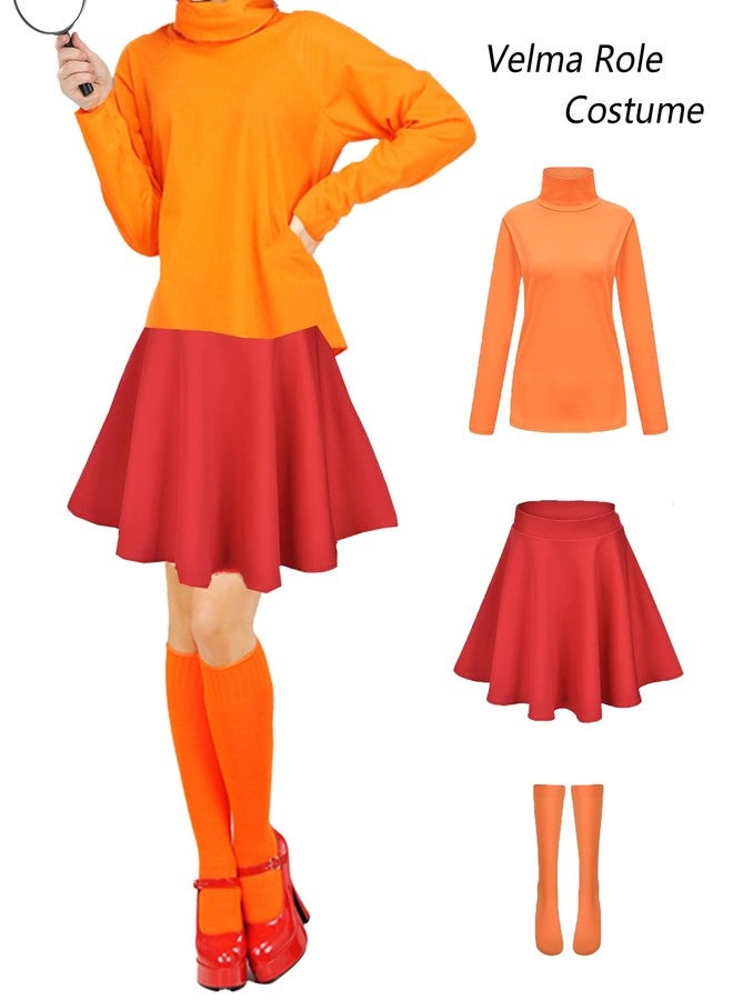 Prupoky Orange Knee High Socks for Women Costume Orange Knee Socks Womens Tube Thigh High Long Sock 2 Pack Sock - Image 5